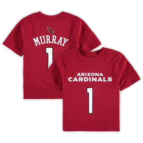 Your kiddo has steadily grown as a football fan, and you've been looking for a fun way to help them showcase that strengthening pride. Look no further than this Arizona Cardinals Kyler Murray Mainliner Name and Number T-shirt. It features crisp graphics and a snug, comfortable fit. When they show up to a team event with this electrifying Arizona Cardinals tee, no one will question who their favorite player is. Kyler Murray, Preschool Girl, Nfl Arizona Cardinals, A Football, Arizona Cardinals, Team Events, Football Fans, Cardinals, Boy's Clothing