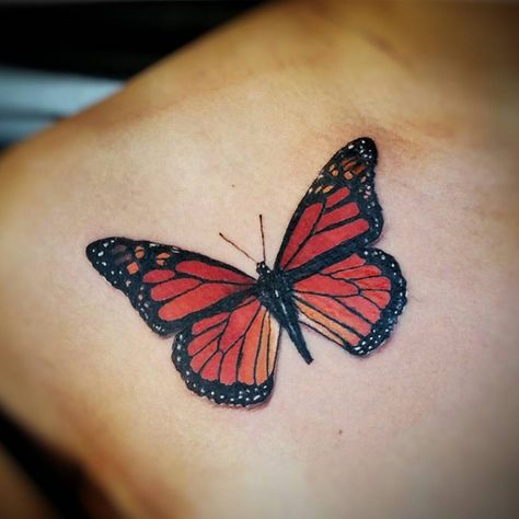 realistic butterfly tattoo designs Realistic Butterfly Tattoo Designs, Orange Butterfly Tattoo, Tattoo Buttcheek, Butterfly Tattoo Color, Butterfly Realistic, Monarch Tattoo, Mens Butterfly Tattoo, Realistic Butterfly Tattoo, Butterfly Neck Tattoo