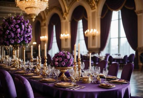 Purple Wedding Ideas: Top Trends for a Colorful Celebration - OMG Hitched Dark Purple And Gold Wedding, Royal Purple Wedding, Purple Wedding Ideas, Funny Wedding Vows, Purple And Gold Wedding, Purple Palette, Sage Green Wedding, Purple Decor, Wedding Palette