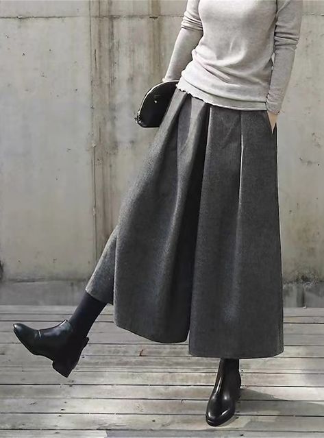 Elastic Skirt, Polyester Pants, Wide Leg Cropped Pants, Straight Trousers, Type Of Pants, Fashion Mode, Straight Leg Pants, Cropped Pants, Western Fashion