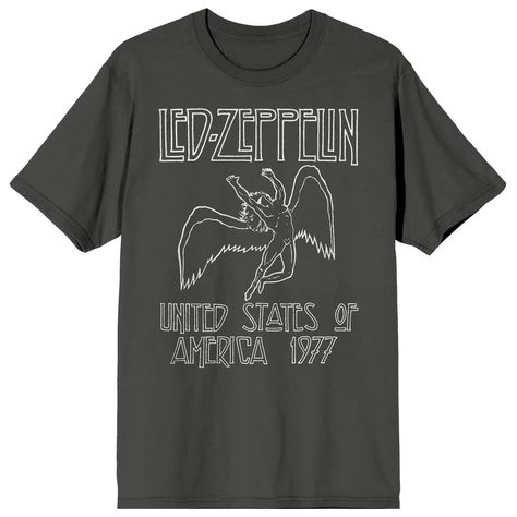 PRICES MAY VARY. CUSTOM DESIGN: Stand out with this t-shirt's custom design, featuring the iconic Falling Icarus symbol surrounded by bold white letters that proudly declare "Led Zeppelin, United States Of America 1977." SHORT SLEEVE: Embrace casual comfort and style with the short sleeves of this Led Zeppelin graphic tee. Perfect for everyday wear or showing off your love for the rock band, this tee keeps you cool and comfortable. OFFICIALLY LICENSED: Embrace the authenticity of this officially Icarus Symbol, Led Zeppelin Tshirt, Led Zeppelin T Shirt, Black Shorts Men, Rock Legends, White Letters, High Quality T Shirts, Led Zeppelin, Zeppelin