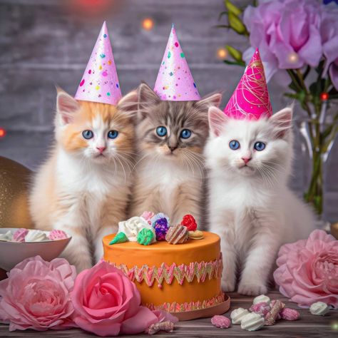 Happy Birthday Kitten, Happy Birthday Animals, Happy Birthday Music, Happy Birthday Wishes Pics, Birthday Wishes Pics, Happy Birthday Cat, Birthday Greetings Friend, Happy Birthday Art, Happy Birthday Greetings Friends