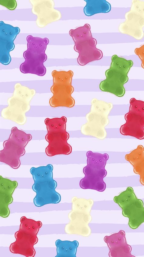 Aesthetician Wallpaper, Bear Phone Wallpaper, Gummy Bear Wallpaper, Candy Wallpaper, Wallpers Pink, Candy Background, Sublimation Ideas Projects Inspiration, Seamless Wallpaper, Quote Artwork