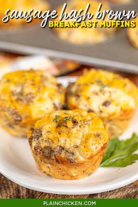 Breakfast Casserole Mini Muffins, Breakfast Muffins Recipes, Hash Brown Muffins, Fruit Salad With Cream, Frozen Hashbrown Recipes, Breakfast Casserole Muffins, Sausage Breakfast Muffins, Baked Muffins, Mini Recipes