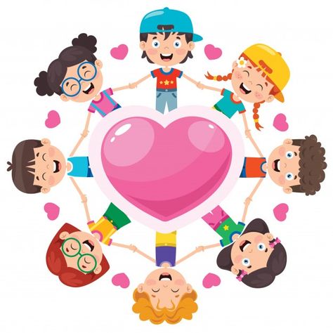 Group of funny children playing around h... | Premium Vector #Freepik #vector #heart #children #character #cartoon Funny Children, School Art Activities, Teacher Cartoon, Preschool Classroom Decor, First Fathers Day Gifts, Children Playing, Kids Clipart, Yoga For Kids, Paper Crafts Diy Kids