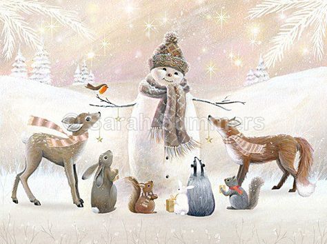 828 - New Work Woodland Santa, Santa Canvas, Winter Illustration, Christmas Scenes, Winter Art, Noel Christmas, Vintage Christmas Cards, Arte Fantasy, Christmas Paintings