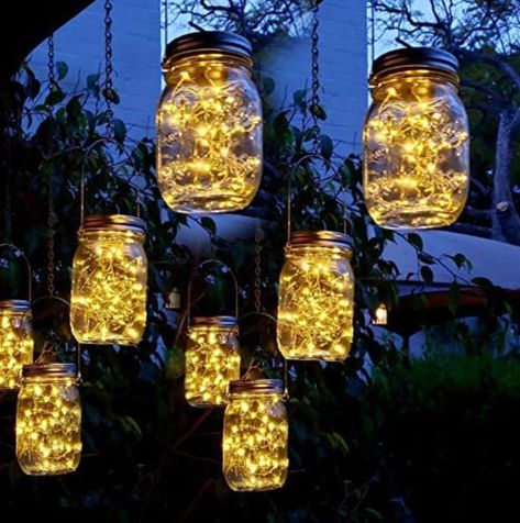 Lid Lights, Mason Jar Solar Lights, Fireflies In A Jar, Solar Mason Jars, Outdoor Fairy Lights, Firefly Lights, Mason Jar Lighting, Jar Lights, Patio Lighting