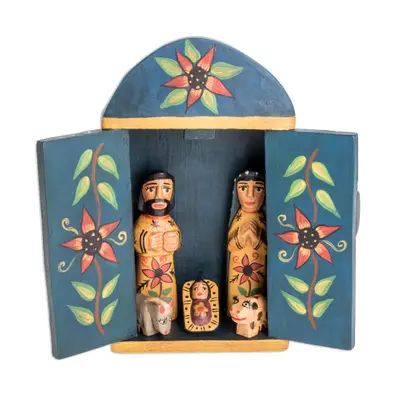 UNICEF Market | Wood Retablo Nativity Scene from Guatemala (7 Piece) - Retablo Nativity Wood Nativity Scene, Nativity Wood, Wood Nativity, Mary And Baby Jesus, Pottery Houses, Christmas Nativity Scene, Baby Jesus, Nativity Scene, Nativity Set