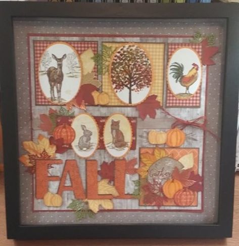 Fall Sampler Stampin, Stampin Up Nature's Beauty, Stampin Up Samplers, Su Samplers, Scrapbook Frame, Box Frame Art, Nature Card, Fall Scrapbook, Shadow Box Art