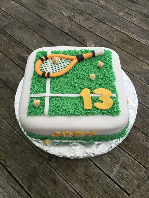 Cake birthday tennis racket fondant grass Tennis Cakes, Tennis Cake, Decorating Icing, Happy 50th Anniversary, Cake Decorating Icing, Happy 50th, Cakes For Boys, Elsa Frozen, Custom Cakes