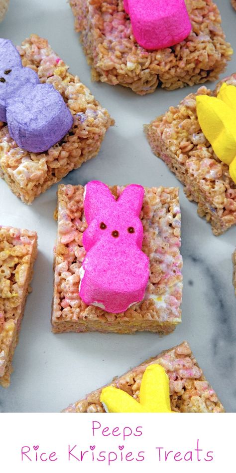 Peeps Rice Krispies Treats -- These Peeps Rice Krispies Treats bring a fun Easter twist to a classic sweet snack! The easy-to-make recipe combines gooey melted marshmallow Peeps with cereal to make treats with the perfect pop of color. via @wearenotmartha Easter Dinner Side Dishes, Ham Asparagus, Easter Dinner Sides, Peeps Flavors, Melted Marshmallow, Cadbury Mini Eggs, Cadbury Eggs, Easter Ham, Easy Easter Desserts