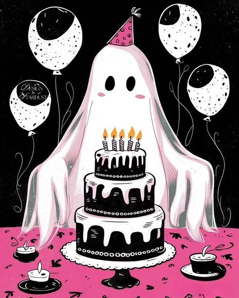 Spooky Birthday Aesthetic, Spooky Birthday Wishes, Birthday To Me, It's My Birthday Aesthetic, Halloween Ilustraciones, Hbd Ideas, Cute Halloween Aesthetic, Birthday Ghost, Wallpaper Birthday