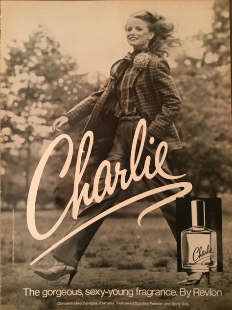 Charlie perfume ad 1980 Charlie Perfume, Old Posters, Perfume Ad, Lauren Hutton, Beauty Ad, The Perfume, Charlies Angels, Teenage Years, Vintage Perfume