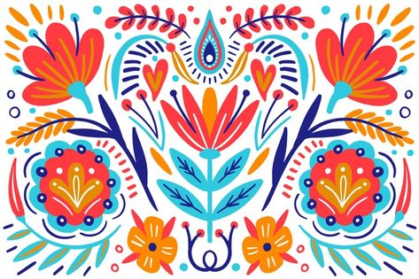 Mexican Floral Pattern, Mexican Background, Mexican Art Painting, Mexican Paintings, Mexican Pattern, Mexican Flowers, Posca Art, Background Floral, Folk Art Flowers