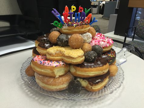 Donut Birthday Cake I made this morning from a dozen donuts and half a box of munchkins. Donut Birthday Cake, Dozen Donuts, Twin Birthday Parties, Donut Cake, Donut Birthday, High Tea Party, Twin Birthday, Birthday Party 21, Tea Party Birthday