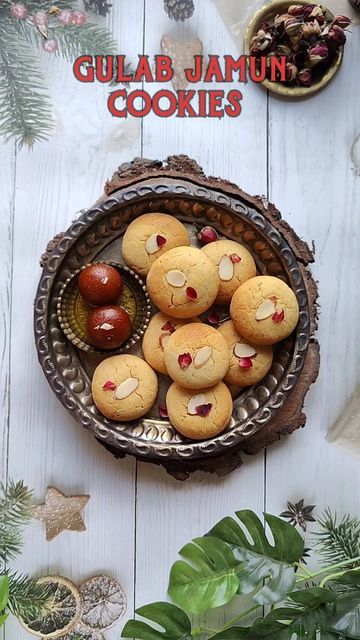 Gulab Jamun Cookies, Biscuits And Cookies, Powder Sugar, Gulab Jamun, Indian Dessert, Cardamom Powder, Food Garnishes, Indian Desserts, Indian Cooking