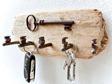 Takken Decor, Driftwood Decor, Driftwood Crafts, Key Rack, Key Hanger, Driftwood Art, Shabby Vintage, Woodworking Crafts, 인테리어 디자인