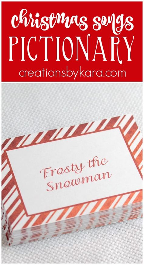 Christmas Carols Pictionary game- with free printable cards. Perfect for any Christmas party, or just for family fun! #christmasgames #christmaspictionary #freeprintablegame #Christmascharades -from creationsbykara.com Christmas Song Pictionary, Christmas Carol Pictionary, Creations By Kara, Free Christmas Games For Family, Christmas Pictionary Game Free Printable, Blue Winter Outfit, Outfit Ugg Boots, Teen Outfit Ideas, Christmas Pictionary