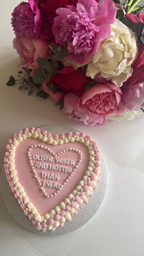 Older Wiser Hotter Cake, Hotter Than Ever Cake, Older Wiser And Hotter Than Ever Cake, Birthday Cake With Pearls, Peonies Cake, Older Wiser Hotter, Cake With Pearls, Best Birthday Cake Designs, Pretty Pastries