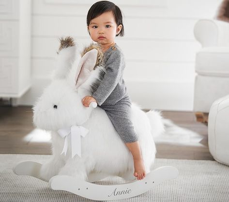 Winter Arctic Hare Nursery Rocker | Pottery Barn Kids Arctic Nursery, Whimsical Nursery Decor, Nursery Rocker, Arctic Hare, Kids Bedroom Inspiration, Nursery Room Inspiration, Baby Swings, Presents For Kids, Baby Furniture