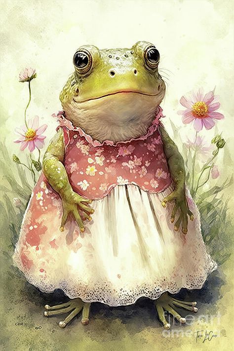 Frog Fashion, Cottagecore Animals, Frosch Illustration, Frog Clipart, Frog Illustration, Frog Pictures, Gold Poster, Funny Frogs, Frog Art