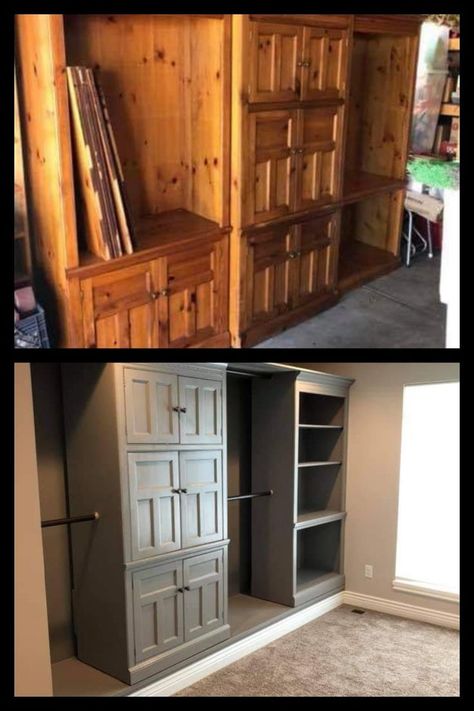 Refurbished Wardrobe, Retirement Cottage, Diy Furniture Upholstery, Wooden Closet, No Closet Solutions, Closet Renovation, Closet Remodel, Diy Furniture Renovation, Furniture Rehab