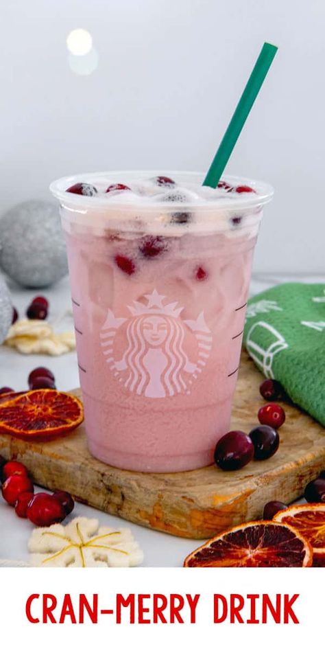 The coconut milk version of the Cran-Merry Orange Refresher is creamy, sweet, and even more delicious than the original! This copycat Starbucks recipe will let you enjoy the festive cranberry and blood orange Cran-Merry Drink at home throughout the holiday season. Starbucks Cran Merry Drink, Cran Merry Starbucks Drink, Starbucks Copycat Recipes, Starbucks Holiday Drinks, Drink Starbucks, Coconut Milk Coffee, Drink At Home, Cranberry Juice Cocktail, Orange Syrup