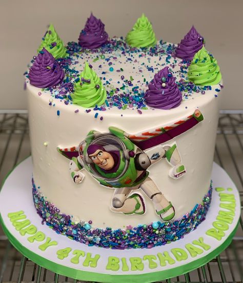 Pastel Buzz Lightyear, Buzz Light Year Cake, Boss Light Year, Buzz Lightyear Cake, Buzz Lightyear Party, Toy Story Theme, Birthday Themes For Boys, Fourth Birthday, Toy Story Birthday