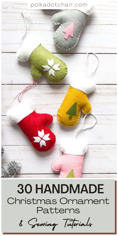 Add a touch of handmade to your Christmas tree with one of these DIY Christmas ornament tutorials. We’ve rounded up some of our favorite felt, embroidery hoop, and fabric Christmas ornament sewing patterns to share with you today. Easy Christmas Crafts Using Felt, Easy Hand Sewn Christmas Ornaments, Christmas Sewing Ornaments Easy Diy, Flannel Ornaments Diy, Christmas Tree Ornaments To Sew, How To Sew Christmas Ornaments, Simple Felt Christmas Ornaments, Fleece Ornaments Diy, Fabric Christmas Decorations Diy