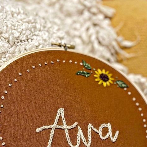 K&D • Personalised Knitwear •Embroidery •Pressed Flowers •Resin on Instagram: "Ava 🌻 20cm Name Hoop" Knitwear Embroidery, Pressed Flowers Resin, Flowers Resin, Name Embroidery, November 2, Pressed Flowers, Knitwear, Embroidery, Flowers