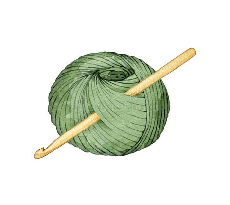 Hand drawn watercolor ball of yarn for knitting with a crochet hook. On white ba #Sponsored , #SPONSORED, #sponsored, #watercolor, #Hand, #yarn, #ball Crochet Quote, Yarn Color Combinations, Handmade Logo, Yarn Bracelets, Ball Drawing, Ball Of Yarn, Crochet Business, Crochet Girls, Yarn Ball