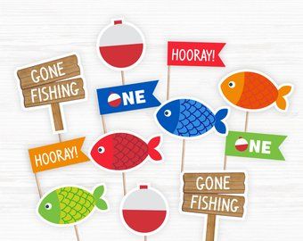 The big one fishing birthday printable | Etsy Fishing Party Favors, Fish Centerpiece, Fish Banner, Fishing Cake Topper, Birthday Fishing, Fishing Themed Birthday Party, Fishing Cupcakes, Printable Cupcake Toppers, Fishing Birthday Party