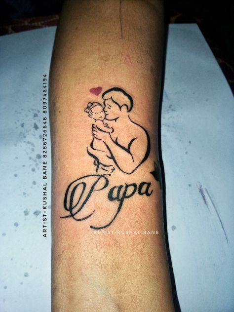 Artist-Kushal Bane #dad#daddy#papa#dadytattoo#hearttatoo Dad Tattoo, Letter Tattoo, Dad Tattoos, Tattoo Work, Tattoo Lettering, Mom Dad, Tattoo Design, I Tattoo