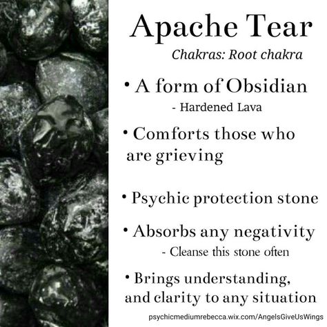 Apache Tear crystal meaning Apache Tears, Charge Crystals, Crystals Healing Properties, Gemstone Meanings, Crystal Therapy, Crystal Healing Stones, Crystal Magic, Crystal Meanings, Rocks And Gems