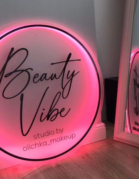 Logo On Mirror, Outside Business Signs, The Beauty Room Logo, Custom Hair Products, In House Salon Ideas, Makeup Suite Decor, Salon Sign Ideas, Business Sign Ideas, Beauty Studio Interior