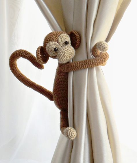 Safari Nursery Curtains, Baby Curtains, Rideaux Shabby Chic, Jungle Theme Nursery, Crochet Monkey, Safari Animals Nursery, Shabby Chic Curtains, Nursery Curtains, Crochet Curtains