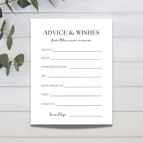 Mommy Advice Cards Shower Ideas, Scandi Minimalist, Fun Group Games, Baby Shower Advice, Shower Cards, Baby Shower Card, Minimalist Baby, Game Prices, Advice Cards