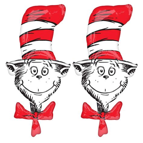 Set of 2 Dr Seuss Cat in The Hat Jumbo 42" Foil Baby Shower Birthday Book Balloons, #Ad #Cat, #spon, #Hat, #Jumbo, #Set Owl Balloons, Horse Balloons, Its A Girl Banner, Happy Birthday Foil Balloons, Tissue Paper Tassel Garland, Dr Seuss Birthday Party, Library Events, Dr Seuss Birthday, Blue Christmas Decor