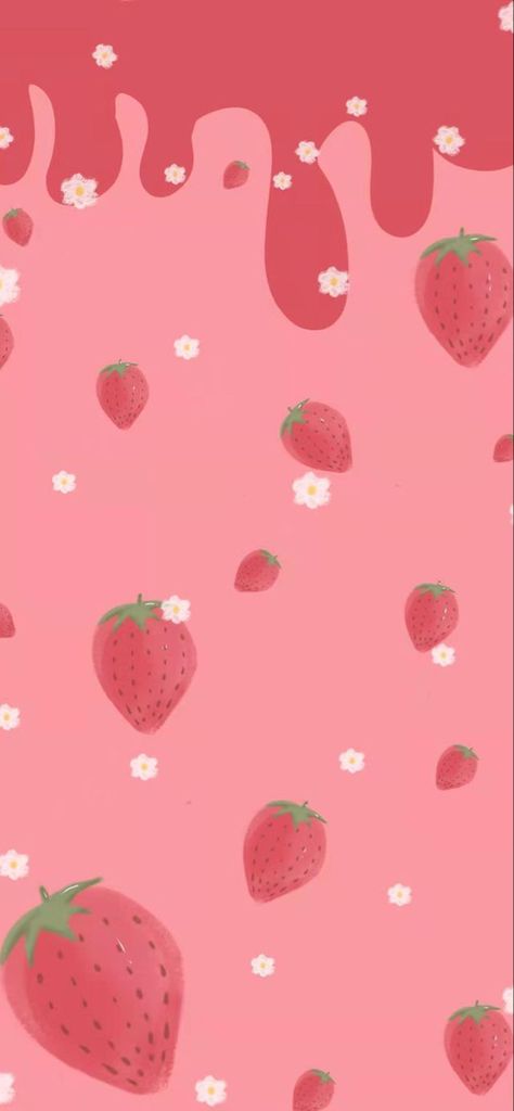 Strawberry Wallpaper Aesthetic, Tapeta Hello Kitty, Strawberry Wallpaper, Strawberry Background, Cute Pink Background, Wallpaper Estetika, Wallpaper Homescreen, Wallpaper Iphone Lucu, Wallpaper Cantik