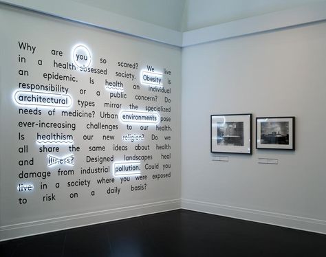 Imperfect Health: the Medicalization of Architecture, installation view. Photo © CCA, Montréal Graphic Design Installation, Photo Exhibition Design, Art Gallery Design, Photo Installation, معرض فني, Exhibition Display Design, Museum Exhibition Design, Photo Exhibition, Framed Words