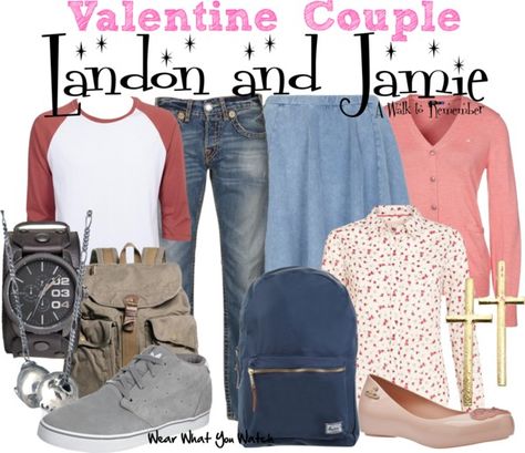 Inspired by Shane West and Mandy Moore as Landon Carter and Jamie Sullivan in 2002's A Walk to Remember. A Walk To Remember Outfit, Jamie Sullivan Outfits, Jamie Sullivan Aesthetic, Church Girl Outfits, Jamie Sullivan, Landon Carter, Movie Clothes, A Walk To Remember, Church Girl