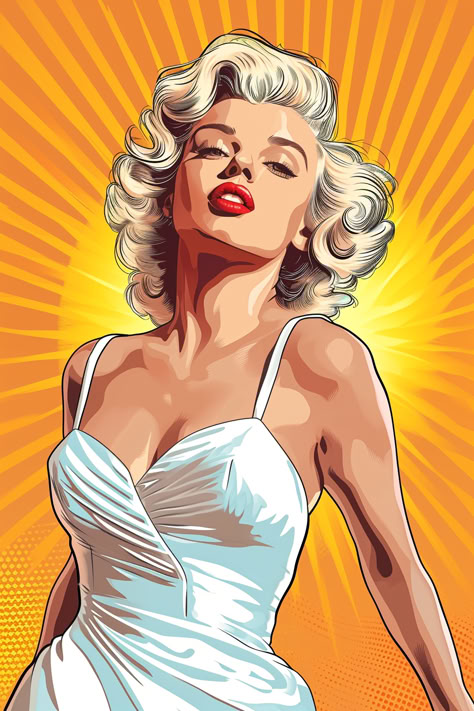 vintage art, retro art, iconic art Spray Can Art, Female Artwork, Marilyn Monroe Art, Iconic Art, Norma Jean, Drawing Clothes, Retro Art, Creative Expressions, Red Lips