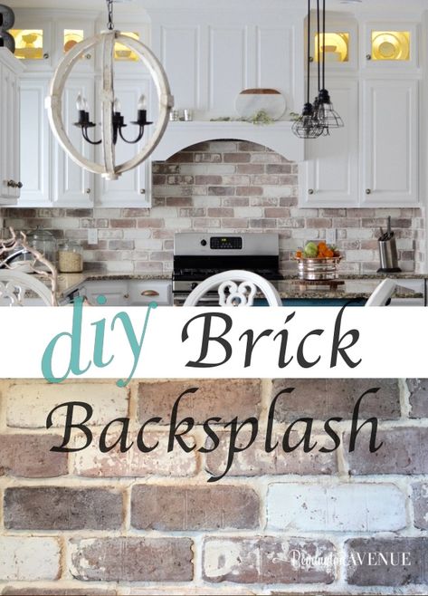 Brick Veneer Backsplash, Diy Brick Backsplash, Backsplash Brick, Trendy Farmhouse Kitchen, Trendy Kitchen Backsplash, Cocina Diy, Kitchen Ikea, Diy Kitchen Backsplash, Farmhouse Backsplash