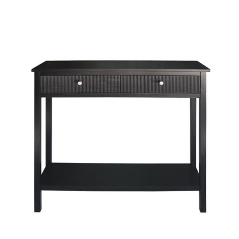 Wood 2 Drawer Console Table Black Living Room Hallway Desk Modern Home Storage 5056623701645 | eBay Drawer Console Table, Black Console Table, Drawer Console, Gold Effect, Black Living Room, Black Console, Gold Handles, Modern Desk, Bottom Shelf