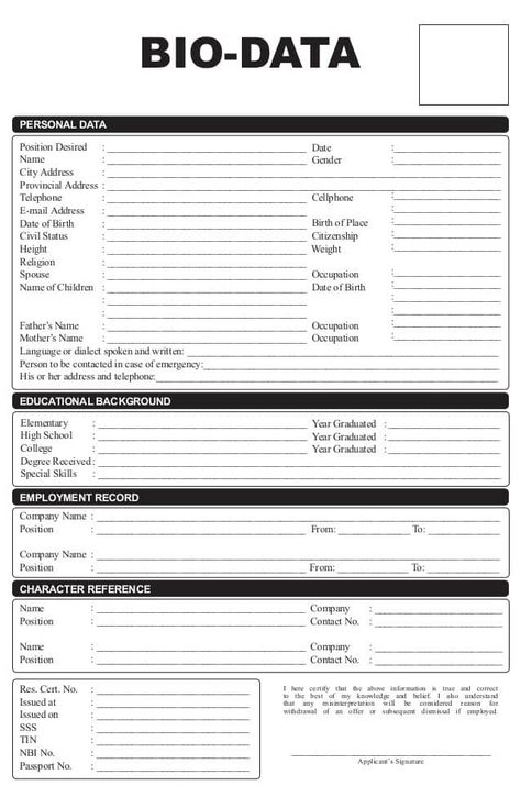 Bio Data Template, Bio Data, High School Years, Record Company, In Case Of Emergency, Height And Weight, Company Names, School Year, High School