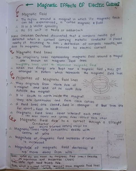 Class 10 chapter magnetic effects of electric current 🧲 ⚡ Curious for more? Follow and let me know in the comments if you want the complete notes! 🌟📖" #class10physicsnotes #class10importantquestions #boardexam Electricity And Magnetism Notes, Magnetic Effects Of Electric Current Notes, Electricity Notes Class 10, Electric Current Notes, Electricity Class 10 Notes, Magnetic Effects Of Electric Current, Commerce Notes, Class 12 Notes, Compass Needle