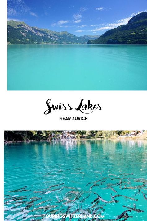 Some beautiful lakes near Zurich are Lake Brienz (Brienzersee) and Blue Lake (Blausee). To read more, check out our article: https://touringswitzerland.com/most-beautiful-lakes-near-zurich Lake Brienz, Switzerland Tour, Blue Lake, Beautiful Lakes, Zurich, Day Trip, Outdoor Activities, Switzerland, Read More