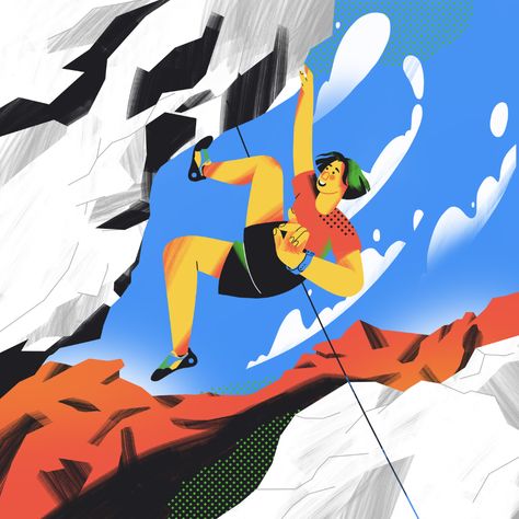 Redpoint: Bouldering & Climb app on Behance Climbing Illustration, Sport Illustration, Ice Climbing, Travel Illustration, Useful Tips, Illustration Inspiration, Flat Illustration, Rock Climbing, Bouldering