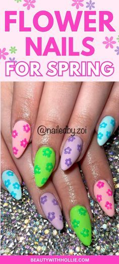 Nail Designs Floral, Flower Nail Ideas, Spring Nails Bright, Nail Designs For Spring, Spring Nail Design, Matte Pink Nails, Wave Nails, Nails Bright, Spring Nail Ideas