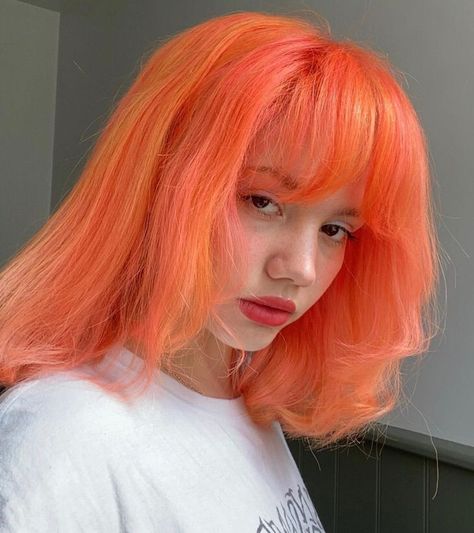 Sunset Hair Color, Sunset Hair, Peach Hair, Inspo Pics, Orange Hair, Color Hair, Travel Music, Hairstyles With Bangs, Photography Travel